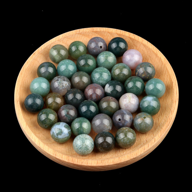 Natural Stone Half Drilled Round Beads, 12mm Crystal Agate Semi Hole Loose Beads for DIY Earrings Stud Jewelry Making and Inlay Accessories