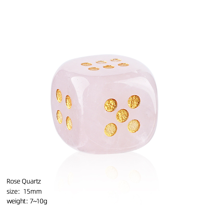 Natural Gemstone Dice Rounded Edge 15mm Crystal Dice for Board Games and Collection