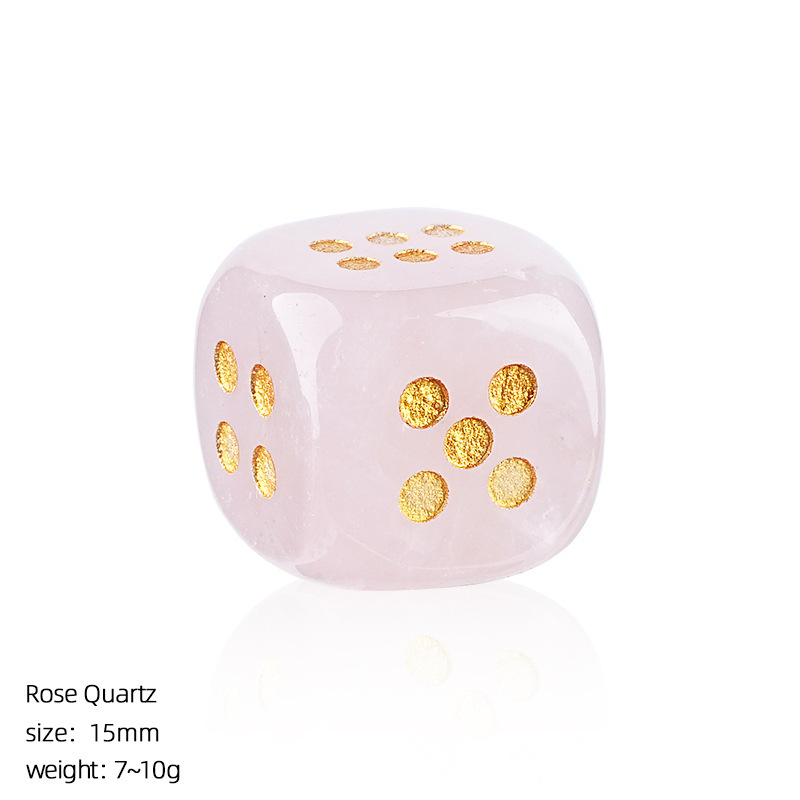 Natural Gemstone Dice Rounded Edge 15mm Crystal Dice for Board Games and Collection