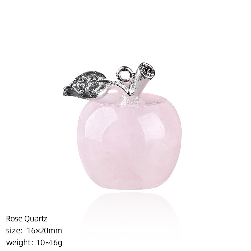 Crystal Fruit Pendant with Leaf, Multi-Color Stone Charm for DIY Necklace or Craft Projects