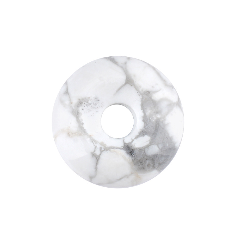 Natural Gemstone Donut Pendant Large Hole Round Peace Buckle Crystal Necklace DIY Charm26022107