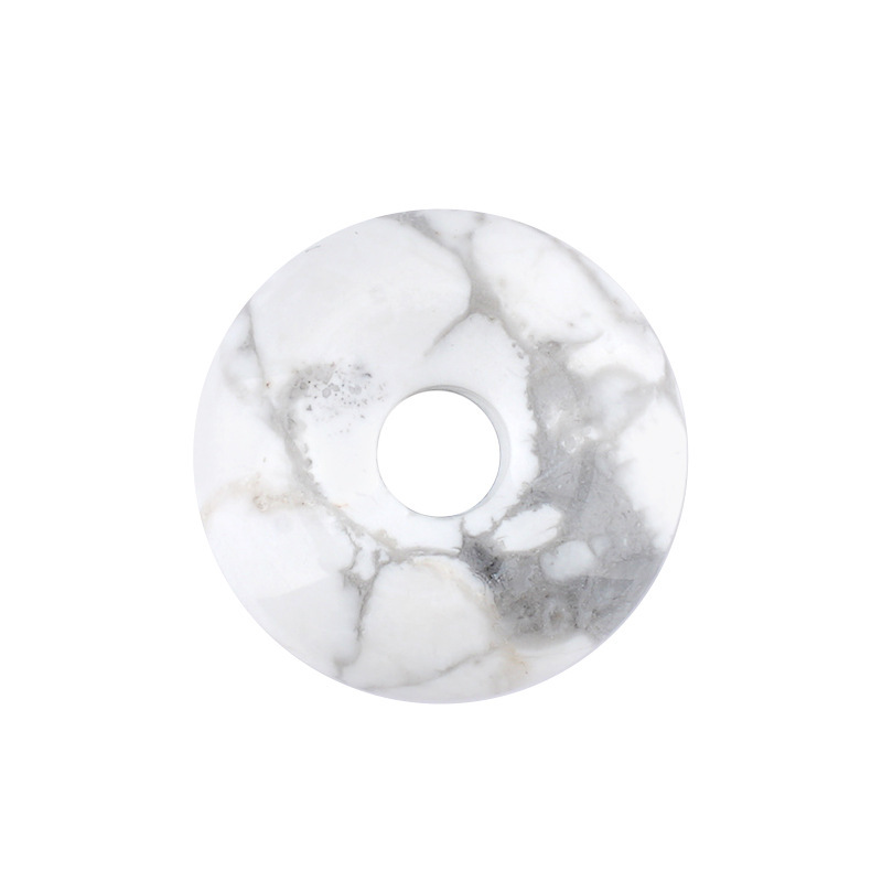 Natural Gemstone Donut Pendant Large Hole Round Peace Buckle Crystal Necklace DIY Charm26022107