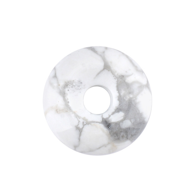 Natural Gemstone Donut Pendant Large Hole Round Peace Buckle Crystal Necklace DIY Charm26022107