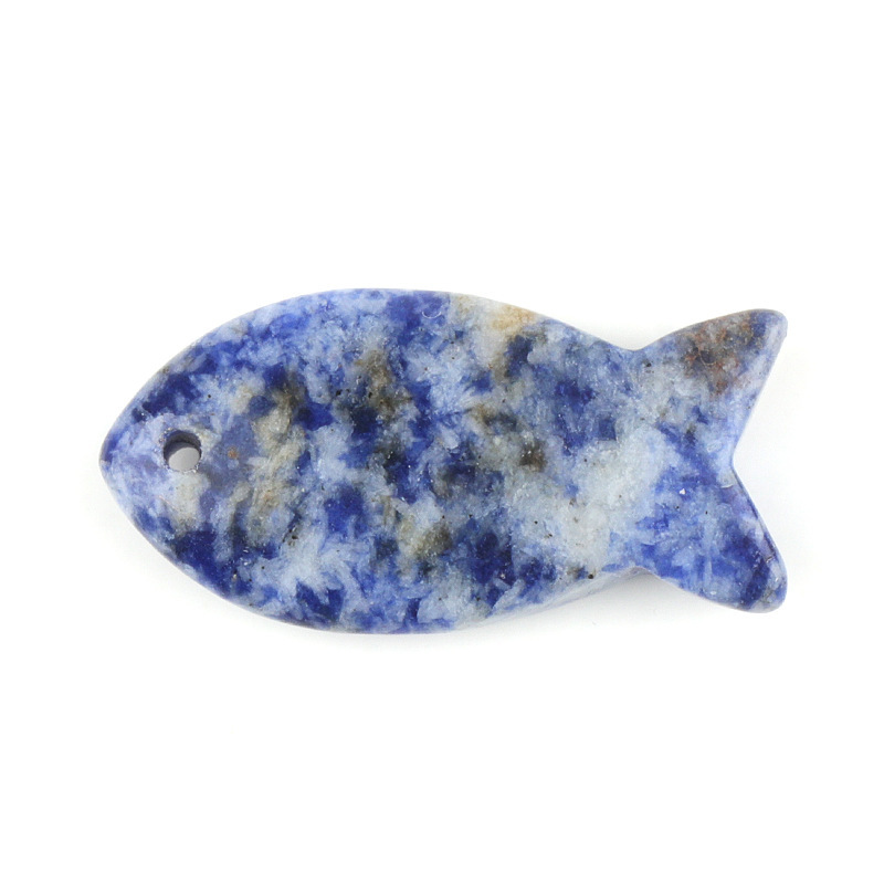 Natural Stone Fish Shape Pendant, DIY Fish-shaped Necklace, Creative Carved Stone Fish Pendant