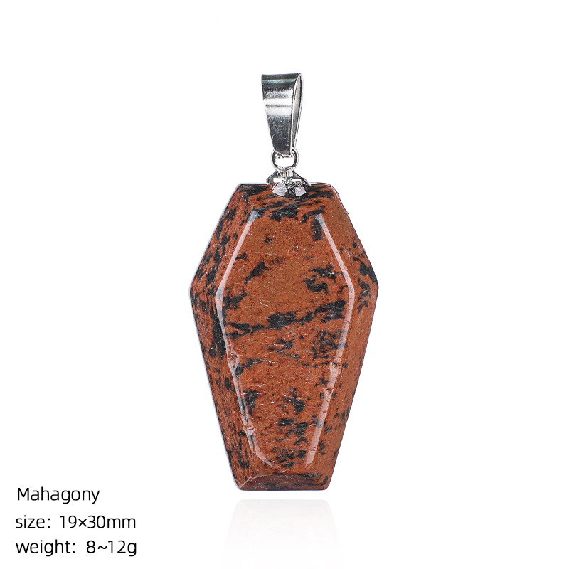 Natural Coffin-Shaped Crystal Pendant Necklace, Faceted Gemstone Coffin Charm, Gothic Style Stone Jewelry for Daily Wear or Seasonal Styling