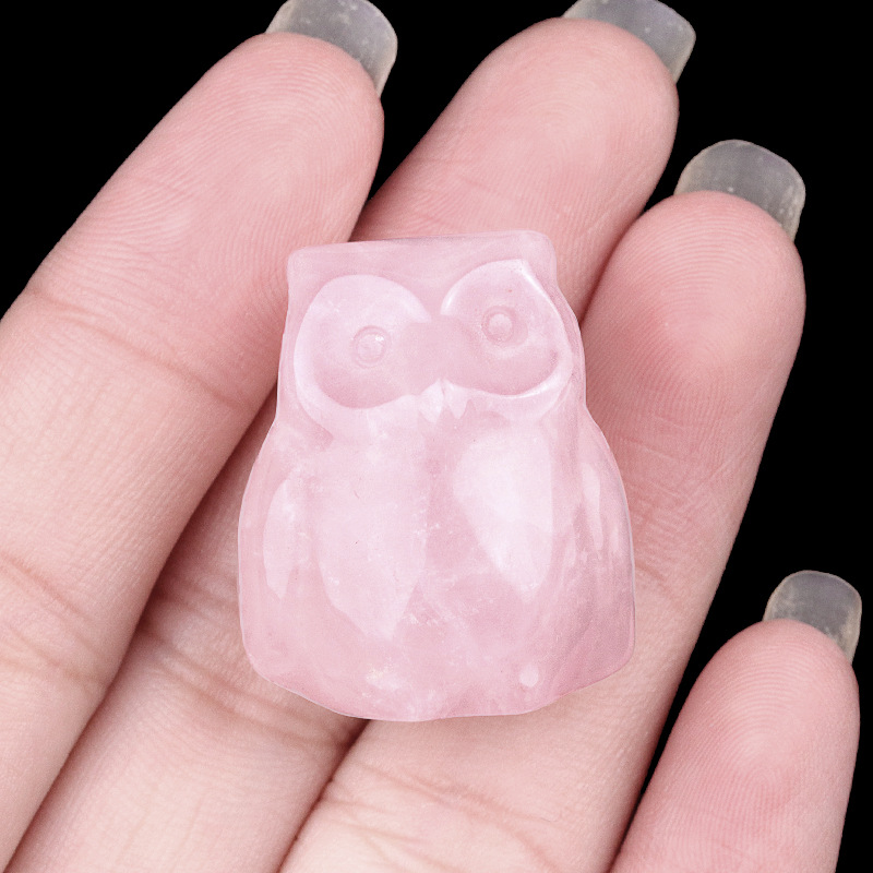 Natural Stone Owl Mini Figurine Hand Carved Animal Desk Decor Small Owl Statue Home Display Collectible Ornament Gift