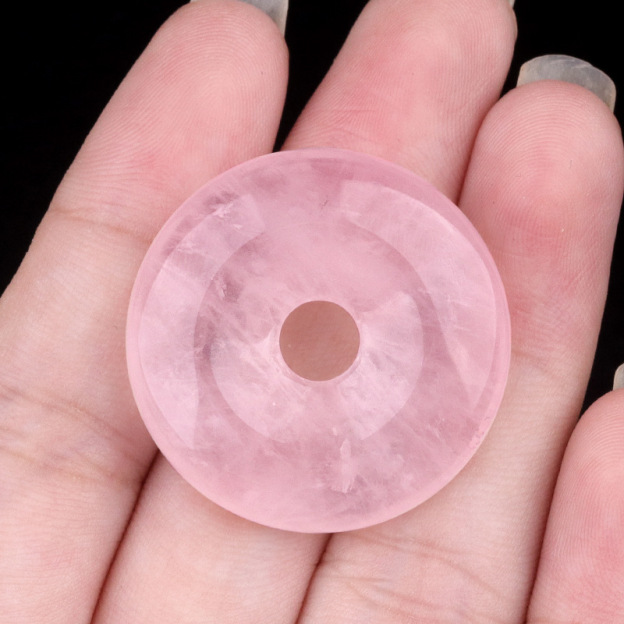 Natural Stone Donut Circle Pendant DIY Necklace Charm Round Large Hole Amulet Style Smooth Polished Minimalist Fashion Accessory