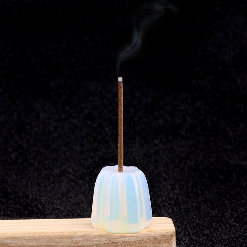 Natural Crystal Flower Incense Holder, Carved Agate Stone Stick Incense Base Mini Aromatherapy Holder Decorative Crystal Burner Ornament