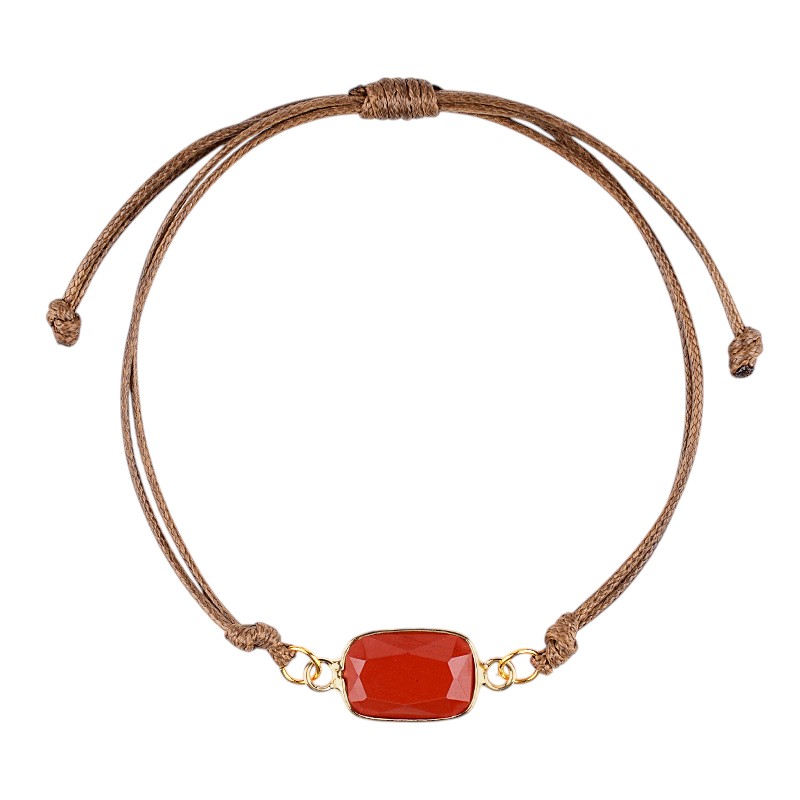 Natural Crystal Faceted Rectangle Bracelet, Adjustable Handwoven Cord for Daily Wear, DIY Jewelry, Personalized Gift