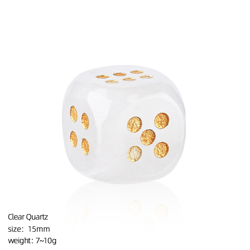 Natural Gemstone Dice Rounded Edge 15mm Crystal Dice for Board Games and Collection