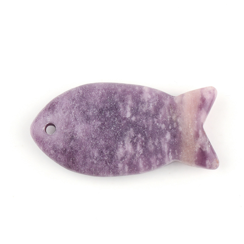 Natural Stone Fish Shape Pendant, DIY Fish-shaped Necklace, Creative Carved Stone Fish Pendant