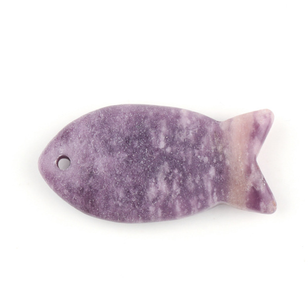 Natural Stone Fish Shape Pendant, DIY Fish-shaped Necklace, Creative Carved Stone Fish Pendant