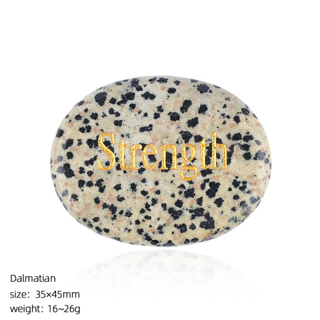 Natural Crystal Engraved Palm Stone, Oval Affirmation Worry Stone Massage Stone for Relaxation, Motivation, Gift, Desk Decor and Wholesale