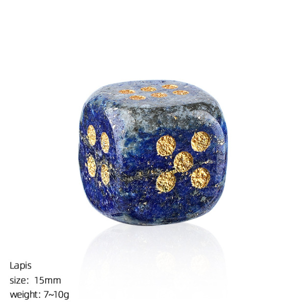 Natural Gemstone Dice Rounded Edge 15mm Crystal Dice for Board Games and Collection