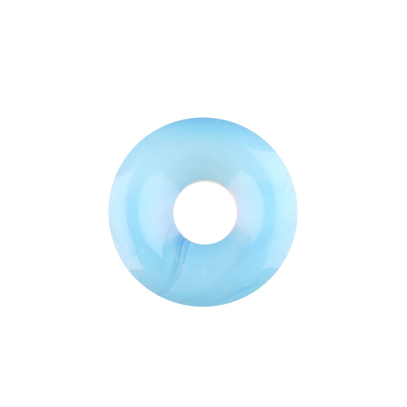 Natural Gemstone Donut Pendant Large Hole Round Peace Buckle Crystal Necklace DIY Charm26022107