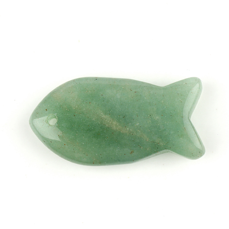 Natural Stone Fish Shape Pendant, DIY Fish-shaped Necklace, Creative Carved Stone Fish Pendant