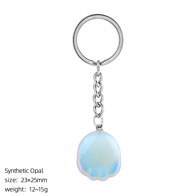 Natural Crystal Paw Keychain, Cute Stone Cat Paw Charm for Bag Decoration, Key Ring Accessory, DIY Pendant and Everyday Gift