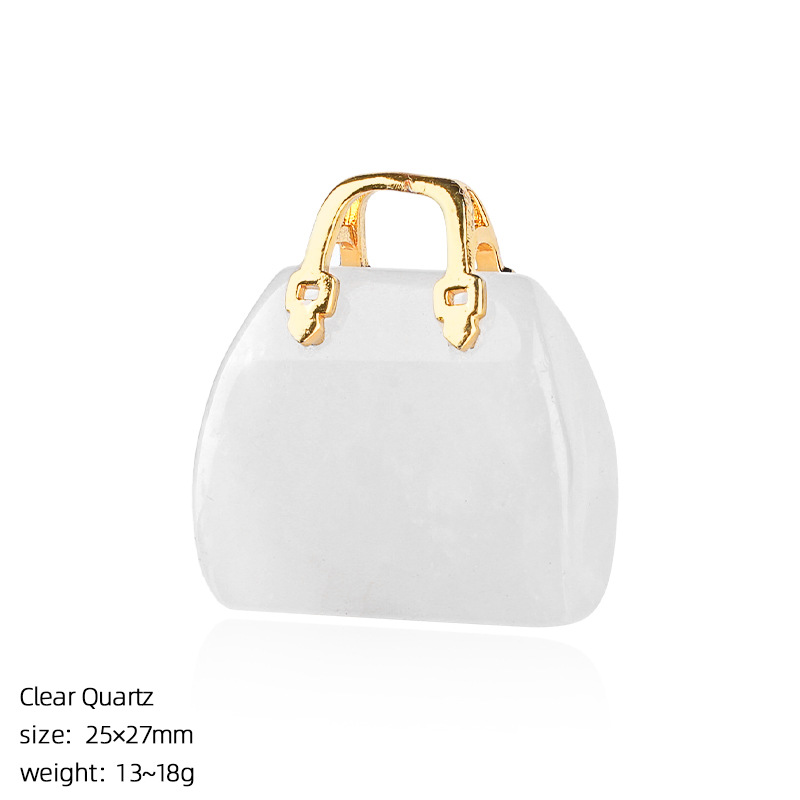 Natural Stone Mini Handbag Pendant, Agate Crystal Bag Charm for Necklace, DIY Decoration or Display Piece