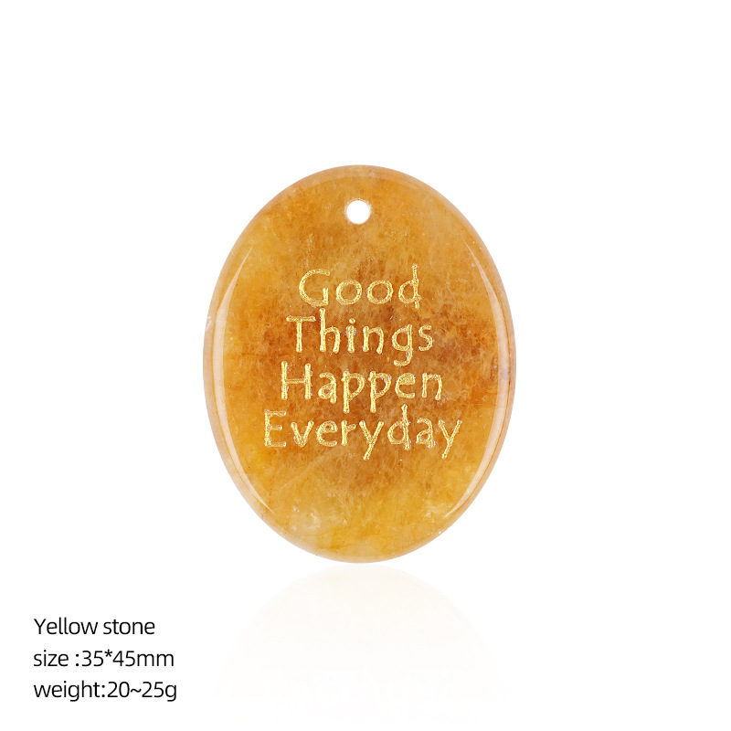 Natural Stone Inspirational Oval Pendant Good Things Happen Everyday Charm