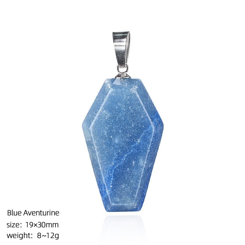 Natural Coffin-Shaped Crystal Pendant Necklace, Faceted Gemstone Coffin Charm, Gothic Style Stone Jewelry for Daily Wear or Seasonal Styling