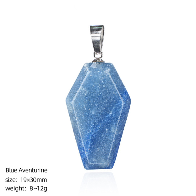 Natural Coffin-Shaped Crystal Pendant Necklace, Faceted Gemstone Coffin Charm, Gothic Style Stone Jewelry for Daily Wear or Seasonal Styling