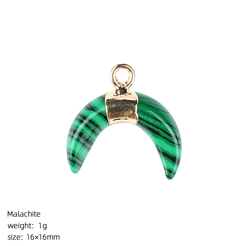 Natural Stone Crescent Moon Pendant Necklace Handcrafted with Adjustable Rope