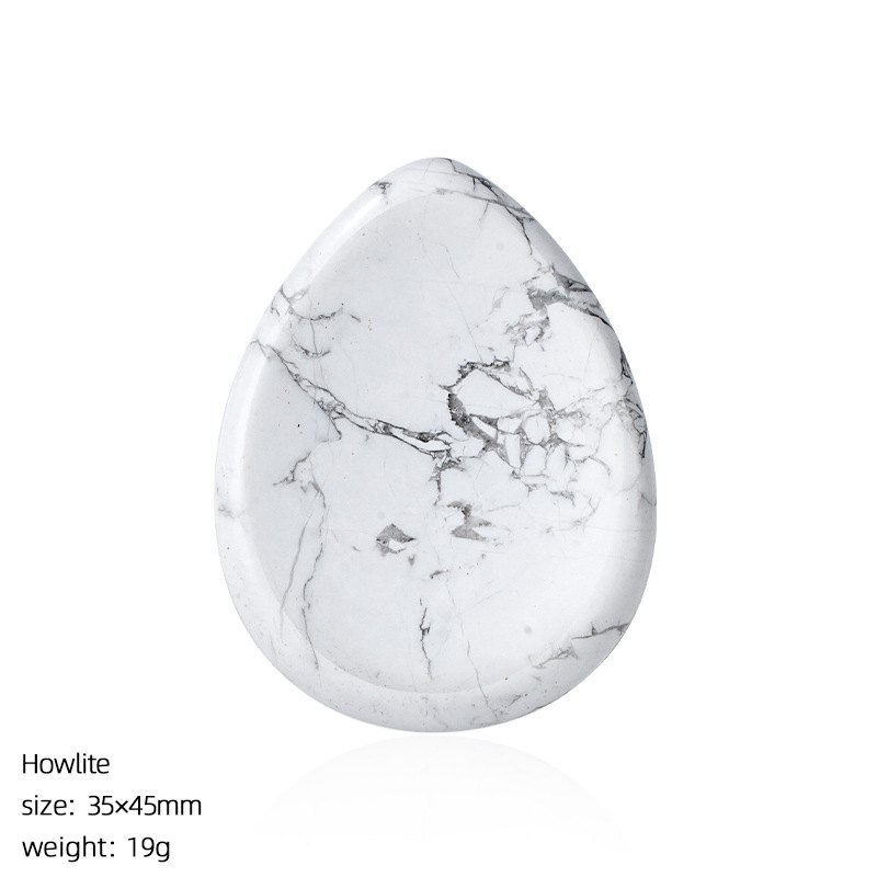 Natural Stone Thumb Worry Stone Teardrop Palm Massage Stone Grooved Crystal Pocket Stone Stress Relief Meditation Healing Stone