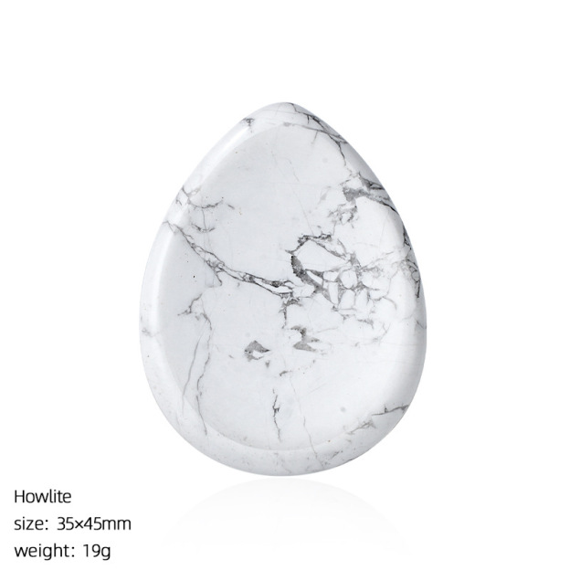 Natural Stone Thumb Worry Stone Teardrop Palm Massage Stone Grooved Crystal Pocket Stone Stress Relief Meditation Healing Stone