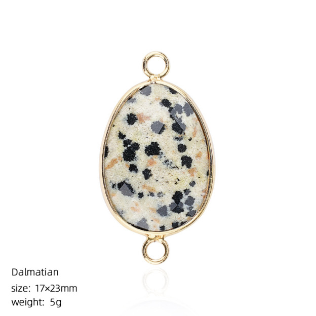 Natural Crystal Faceted Connector Charm, Gold Wrapped Double Loop Gemstone Pendant for DIY Bracelet, Necklace and Handmade Jewelry Making