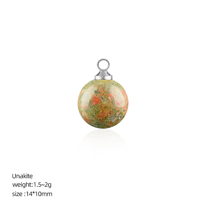 Natural Stone Round Ball Pendant Charm, 10mm Sphere Pendant for DIY Necklace Bracelet Earrings Craft Accessories
