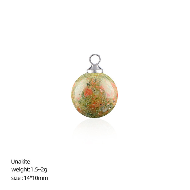 Natural Stone Round Ball Pendant Charm, 10mm Sphere Pendant for DIY Necklace Bracelet Earrings Craft Accessories