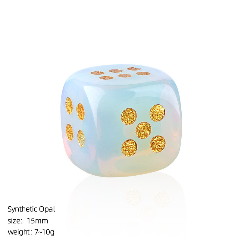 Natural Gemstone Dice Rounded Edge 15mm Crystal Dice for Board Games and Collection