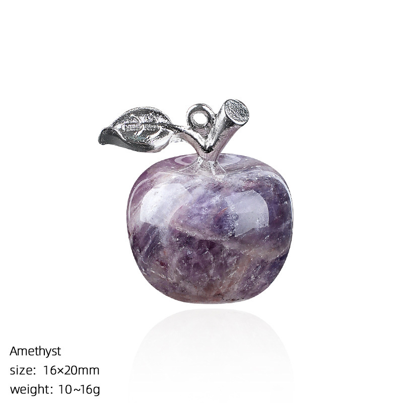 Crystal Fruit Pendant with Leaf, Multi-Color Stone Charm for DIY Necklace or Craft Projects