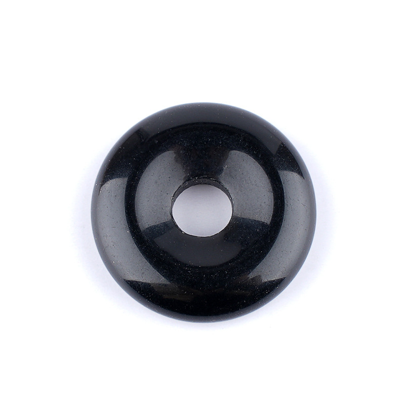 Natural Gemstone Donut Pendant Large Hole Round Peace Buckle Crystal Necklace DIY Charm26022107