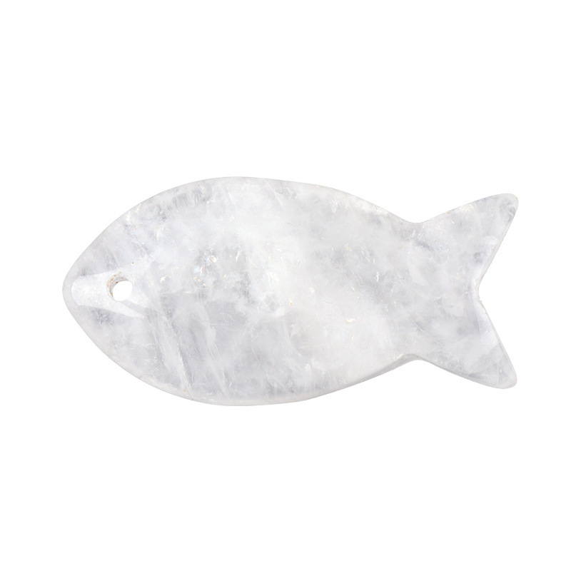 Natural Stone Fish Shape Pendant, DIY Fish-shaped Necklace, Creative Carved Stone Fish Pendant