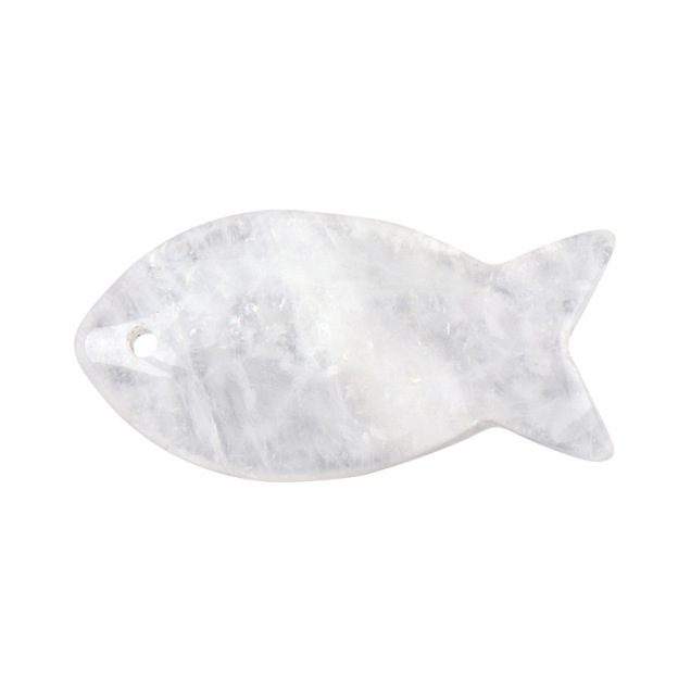 Natural Stone Fish Shape Pendant, DIY Fish-shaped Necklace, Creative Carved Stone Fish Pendant