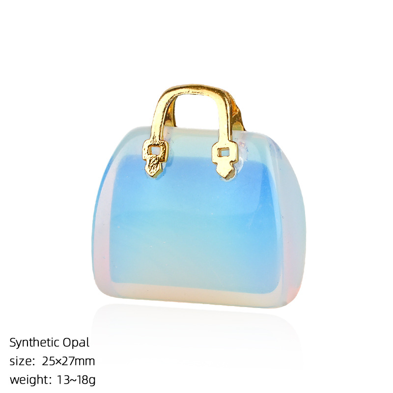 Natural Stone Mini Handbag Pendant, Agate Crystal Bag Charm for Necklace, DIY Decoration or Display Piece