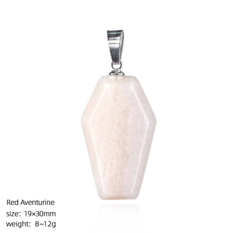 Natural Coffin-Shaped Crystal Pendant Necklace, Faceted Gemstone Coffin Charm, Gothic Style Stone Jewelry for Daily Wear or Seasonal Styling