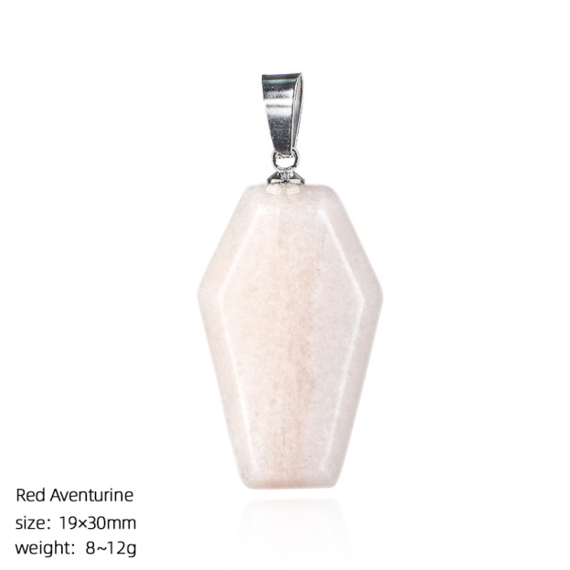 Natural Coffin-Shaped Crystal Pendant Necklace, Faceted Gemstone Coffin Charm, Gothic Style Stone Jewelry for Daily Wear or Seasonal Styling