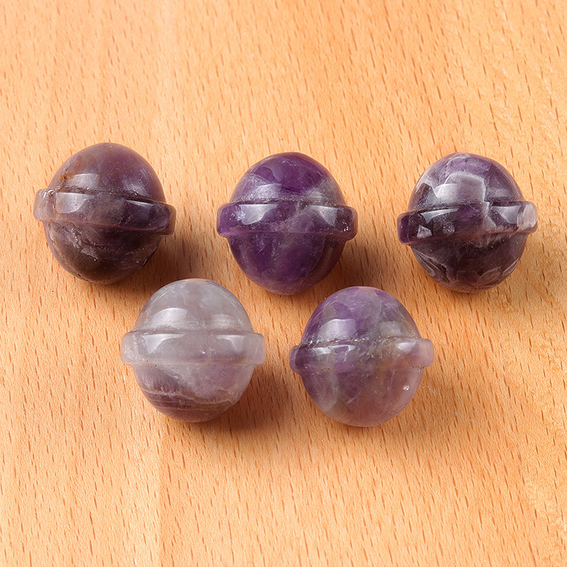 Natural Crystal Mini Planet 20mm Galaxy Carved Gemstone Decorative Ornament
