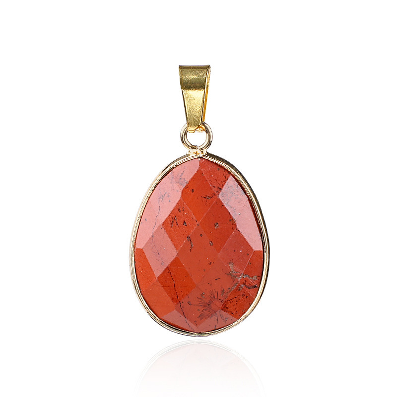 Elegant Oval-Shaped Crystal Pendant with Double Facet Copper Edge Necklace for Fashion