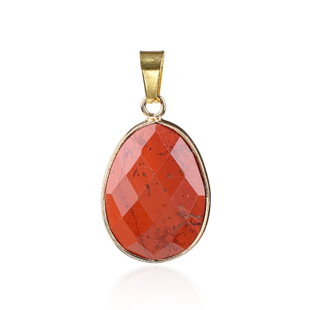 Elegant Oval-Shaped Crystal Pendant with Double Facet Copper Edge Necklace for Fashion