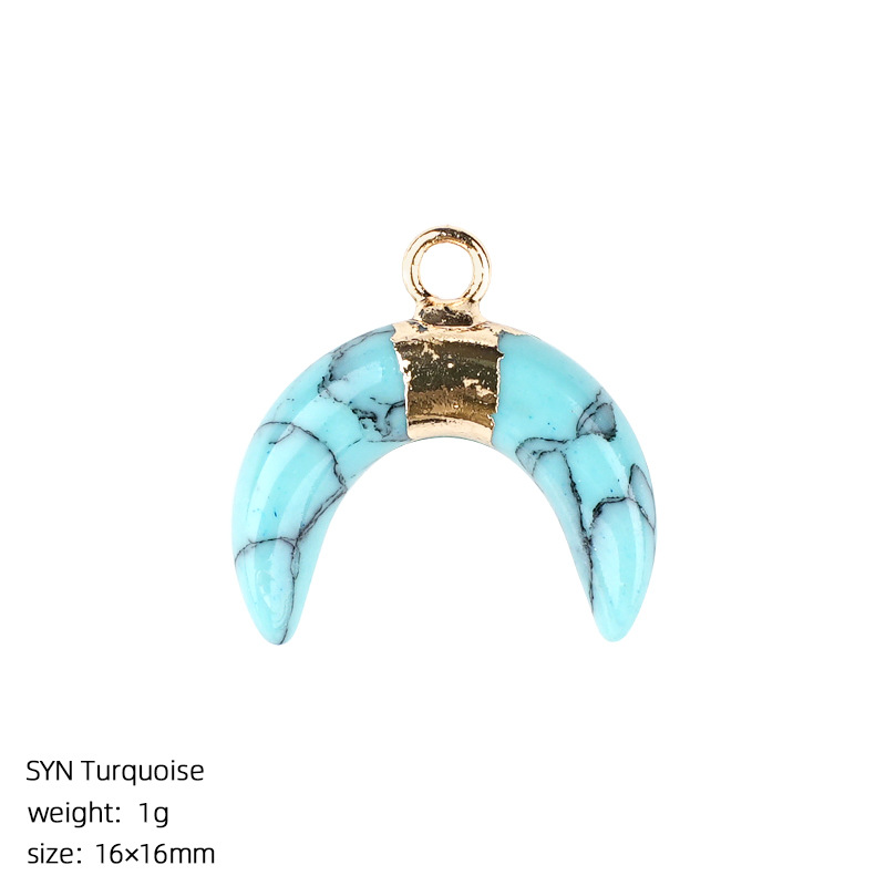 Natural Stone Crescent Moon Pendant Necklace Handcrafted with Adjustable Rope