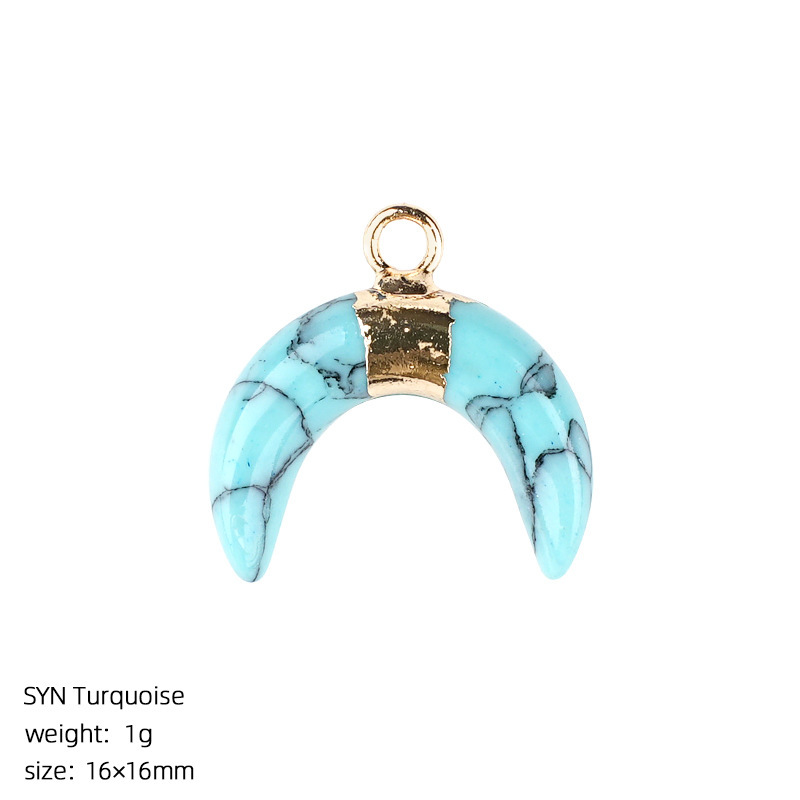 Natural Stone Crescent Moon Pendant Necklace Handcrafted with Adjustable Rope