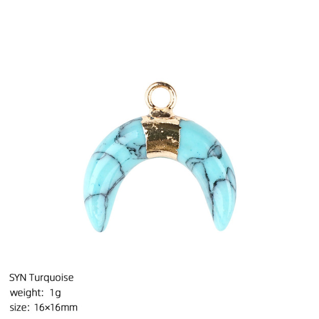 Natural Stone Crescent Moon Pendant Necklace Handcrafted with Adjustable Rope