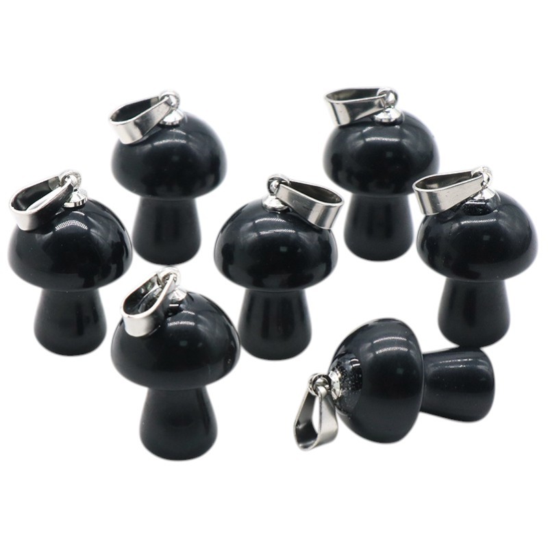 Natural Crystal Mushroom Pendant, Small Stone Mushroom Charm for DIY Necklace, Keychain, Jewelry Making and Cute Everyday Accessories
