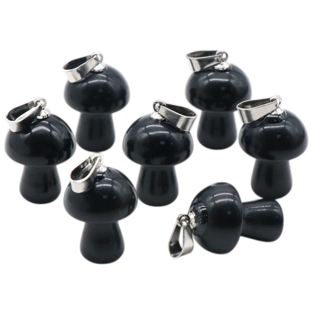 Natural Crystal Mushroom Pendant, Small Stone Mushroom Charm for DIY Necklace, Keychain, Jewelry Making and Cute Everyday Accessories