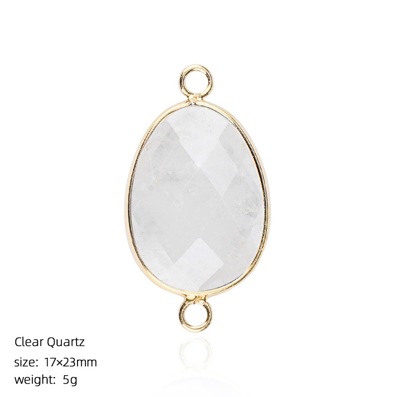 Natural Crystal Faceted Connector Charm, Gold Wrapped Double Loop Gemstone Pendant for DIY Bracelet, Necklace and Handmade Jewelry Making