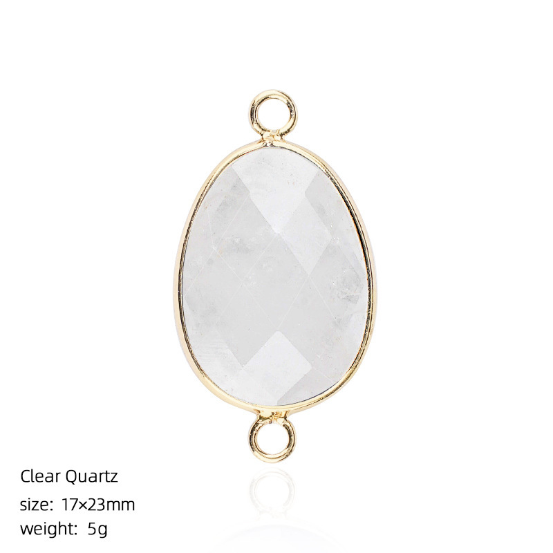 Natural Crystal Faceted Connector Charm, Gold Wrapped Double Loop Gemstone Pendant for DIY Bracelet, Necklace and Handmade Jewelry Making