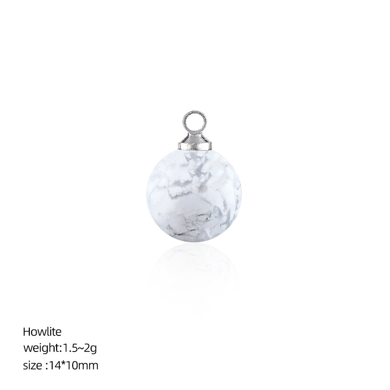 Natural Stone Round Ball Pendant Charm, 10mm Sphere Pendant for DIY Necklace Bracelet Earrings Craft Accessories